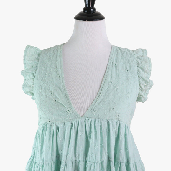 Talulah Size S Hidden Romper Babydoll Dress V Neck Sage Green - Picture 9 of 12